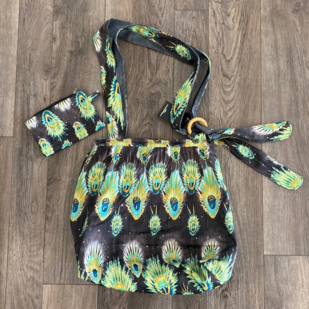 Peacock hobo bag with matching wallet